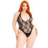 Leg Avenue Floral Lace Deep V Teddy Plus Size