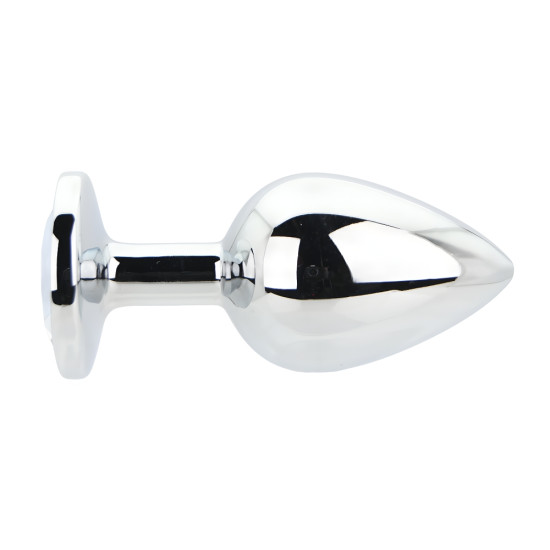 Toosh Silver Metal Butt Plug Large Clear Stone
