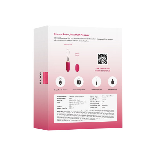 Svakom Elva Remote Control Vibrating Bullet Red